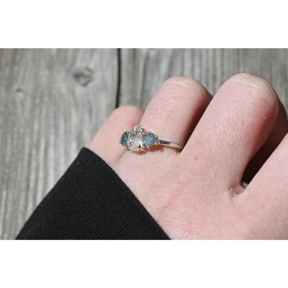 Raw Sapphire Engagement Sterling Silver Promise Ring Size 5 6 7 8 9 10 1… - Picture 6 of 8